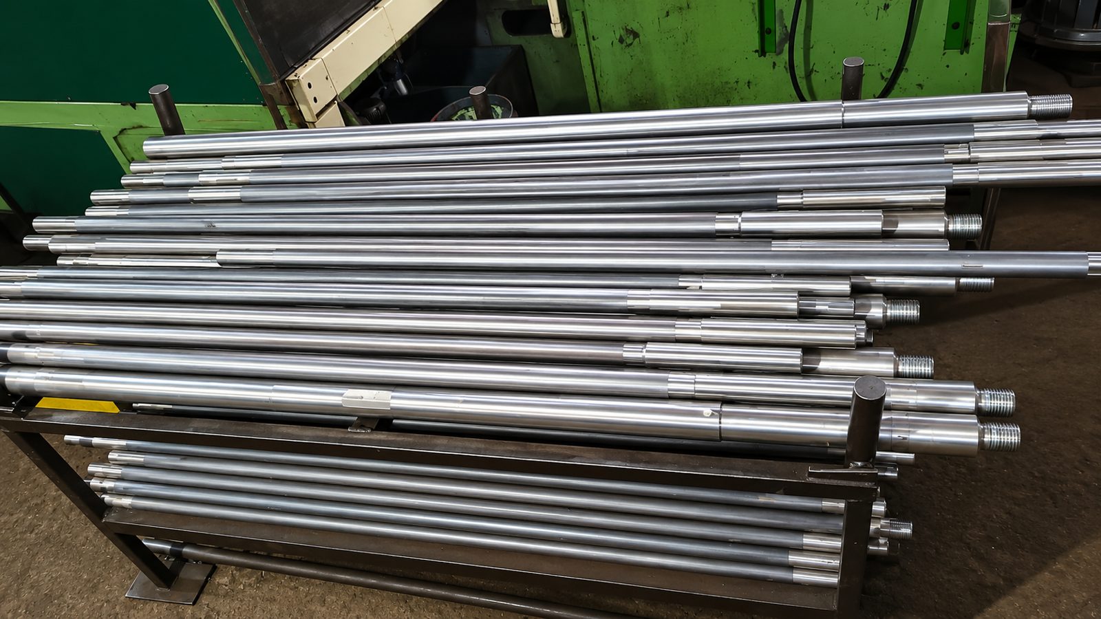 Finished shafts racked for dispatch